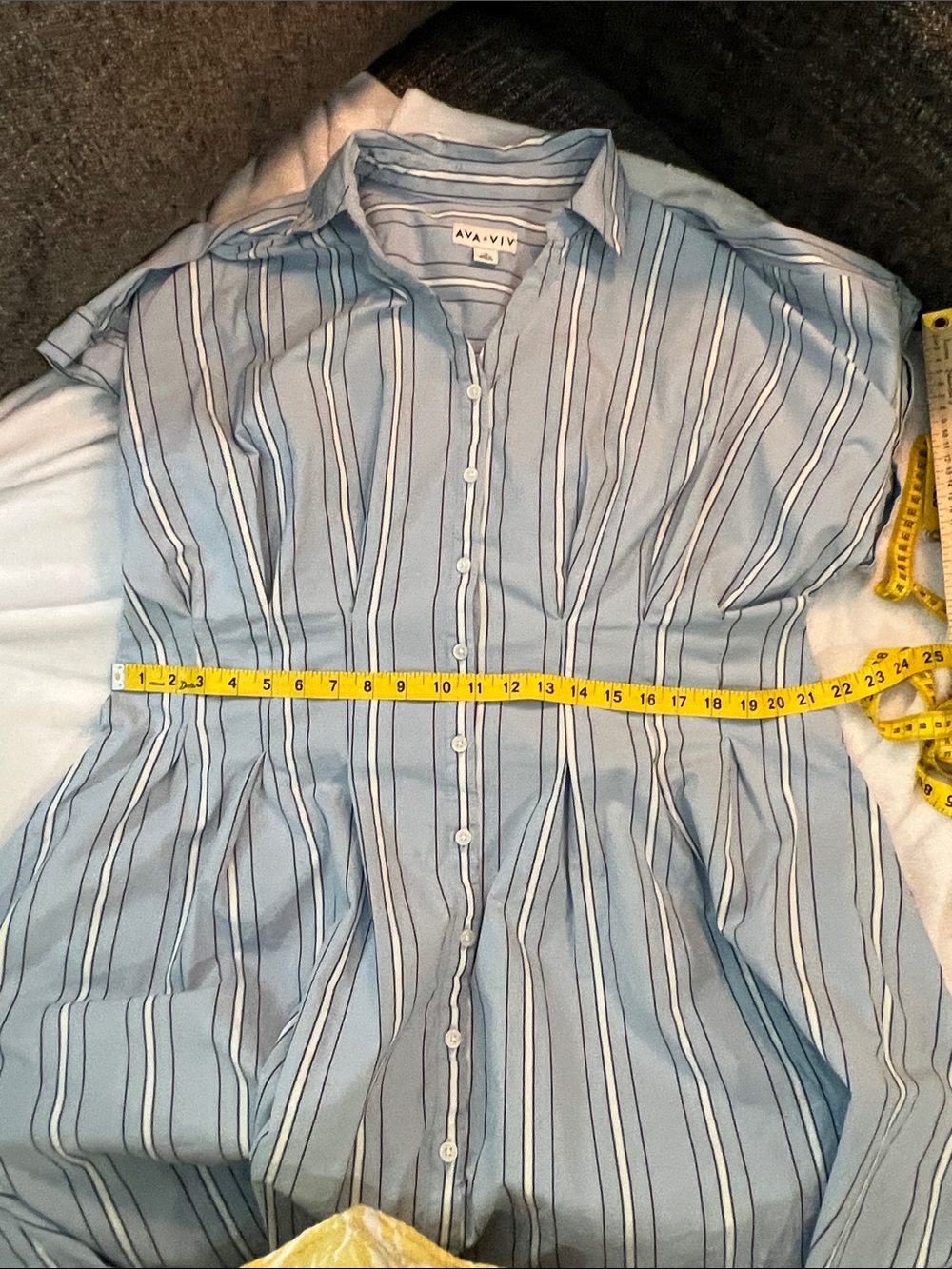 Ava & Viv Light Blue Striped Button-Front Shirt Dress cotton Anthro dupe - Picture 6 of 6